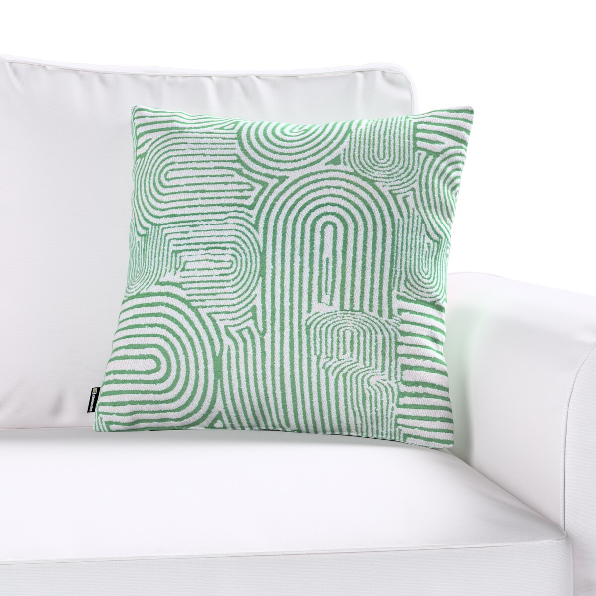 Poszewka Kinga na poduszkę 50x50 miętowe łuki na kremowym tle