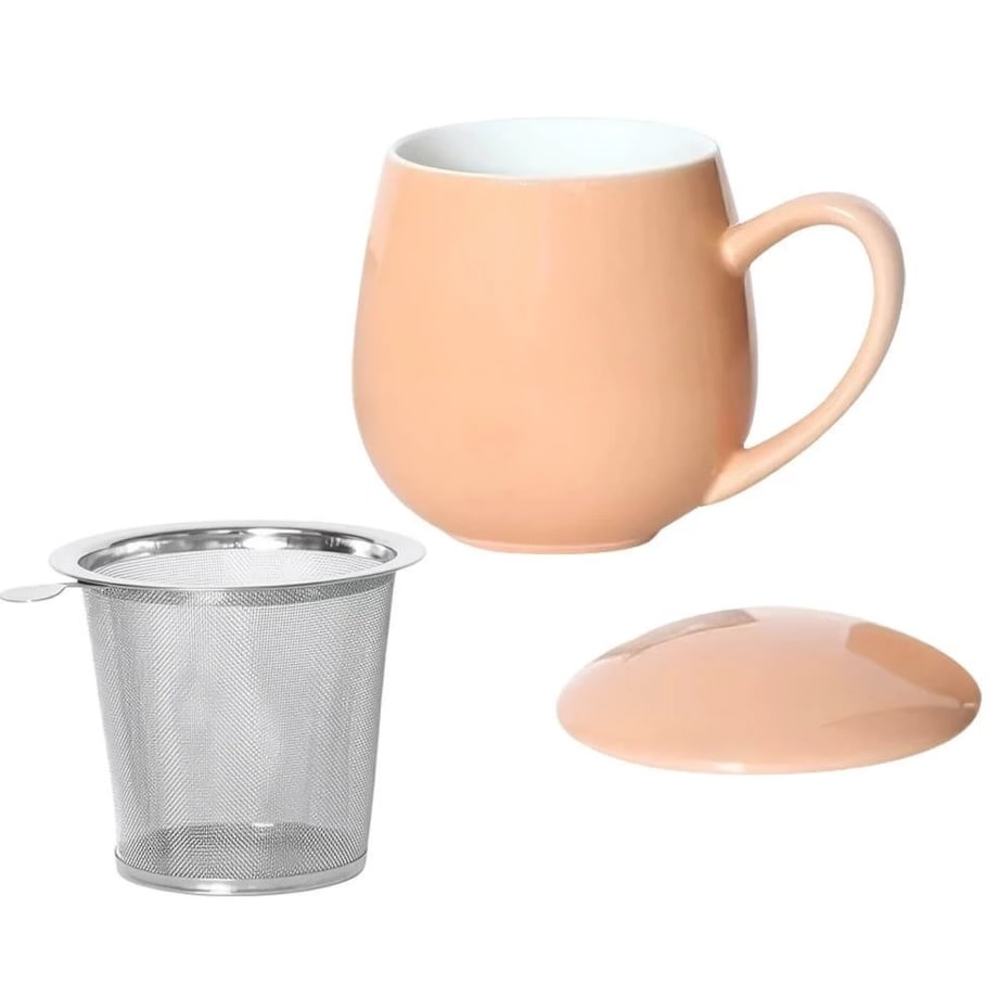 MEGA ZESTAW BOX KOSZ NA PREZENT UPOMINEK PODZIĘKOWANIE DLA NAUCZYCIELA KOBIETY FACETA - ŚWIECA SOJOWA KUBEK Z ZAPARZACZEM I POKRYWKĄ HERBATY SYPANE MIX