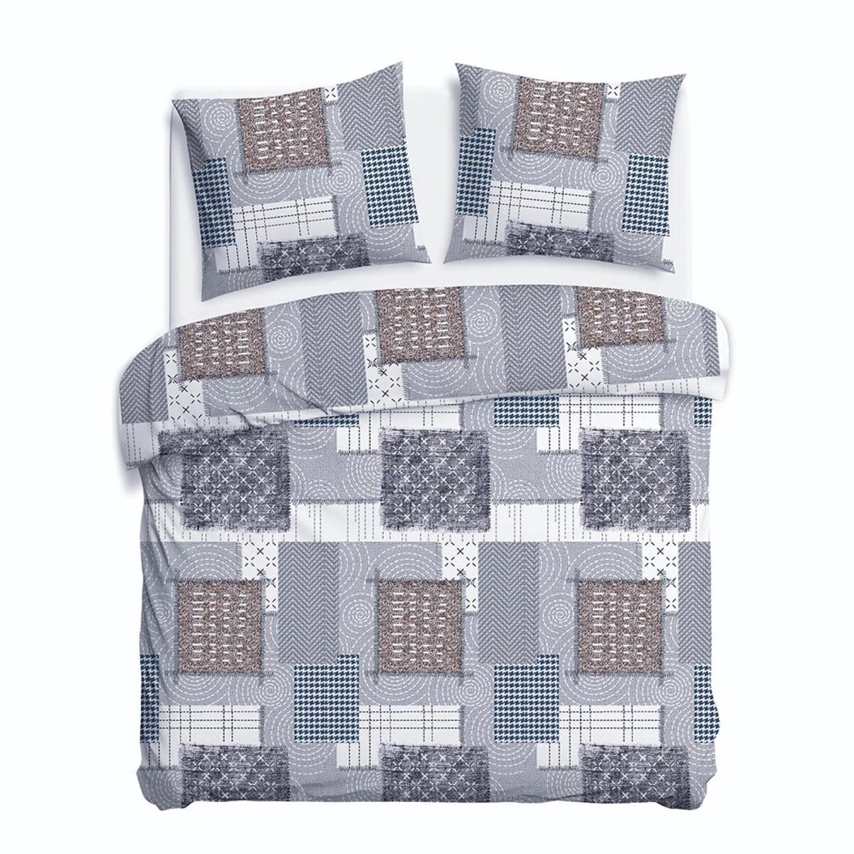 Pościel flanelowa 160x200 Ardela Grey kratka szara, Flanelove