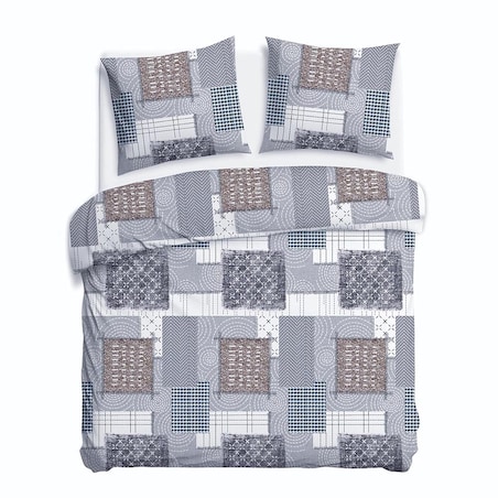 Pościel flanelowa 160x200 Ardela Grey kratka szara, Flanelove