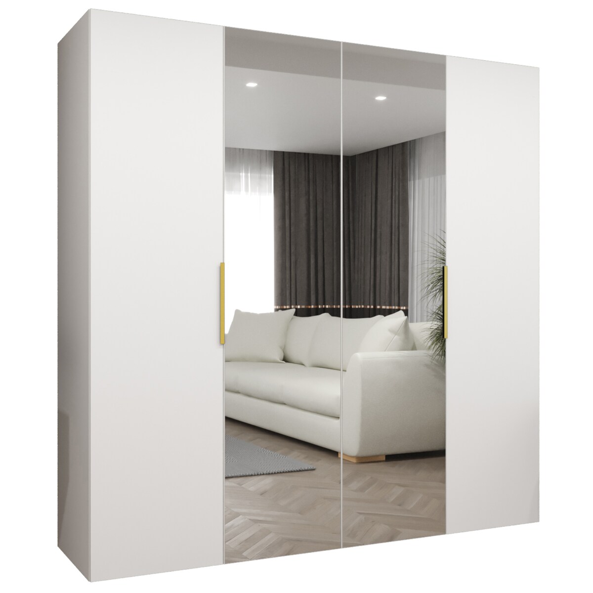 Szafa uchylna otwierana MARBELLA 2 200 wys. 202 cm Biały + u. Złoty