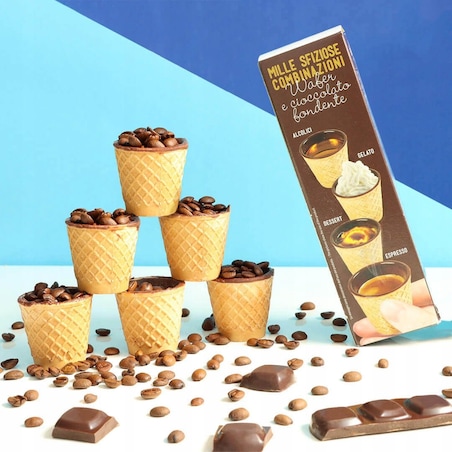 Waflowe kubeczki z czekoladą do espresso idealny prezent upominek 50g