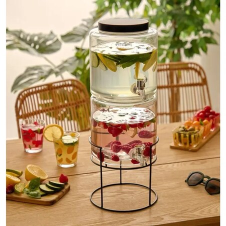 Dystrybutor do napojów z kranikiem i stojakiem, podwójny, 3.2 L