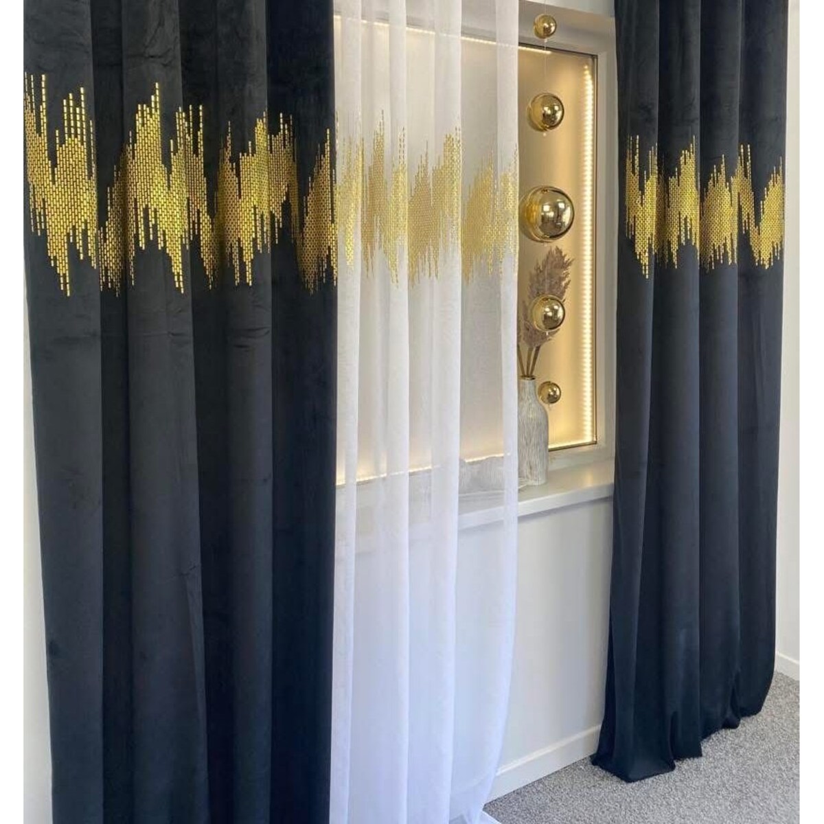 zasłona welurowa ecg gold 140x270 cm czarny