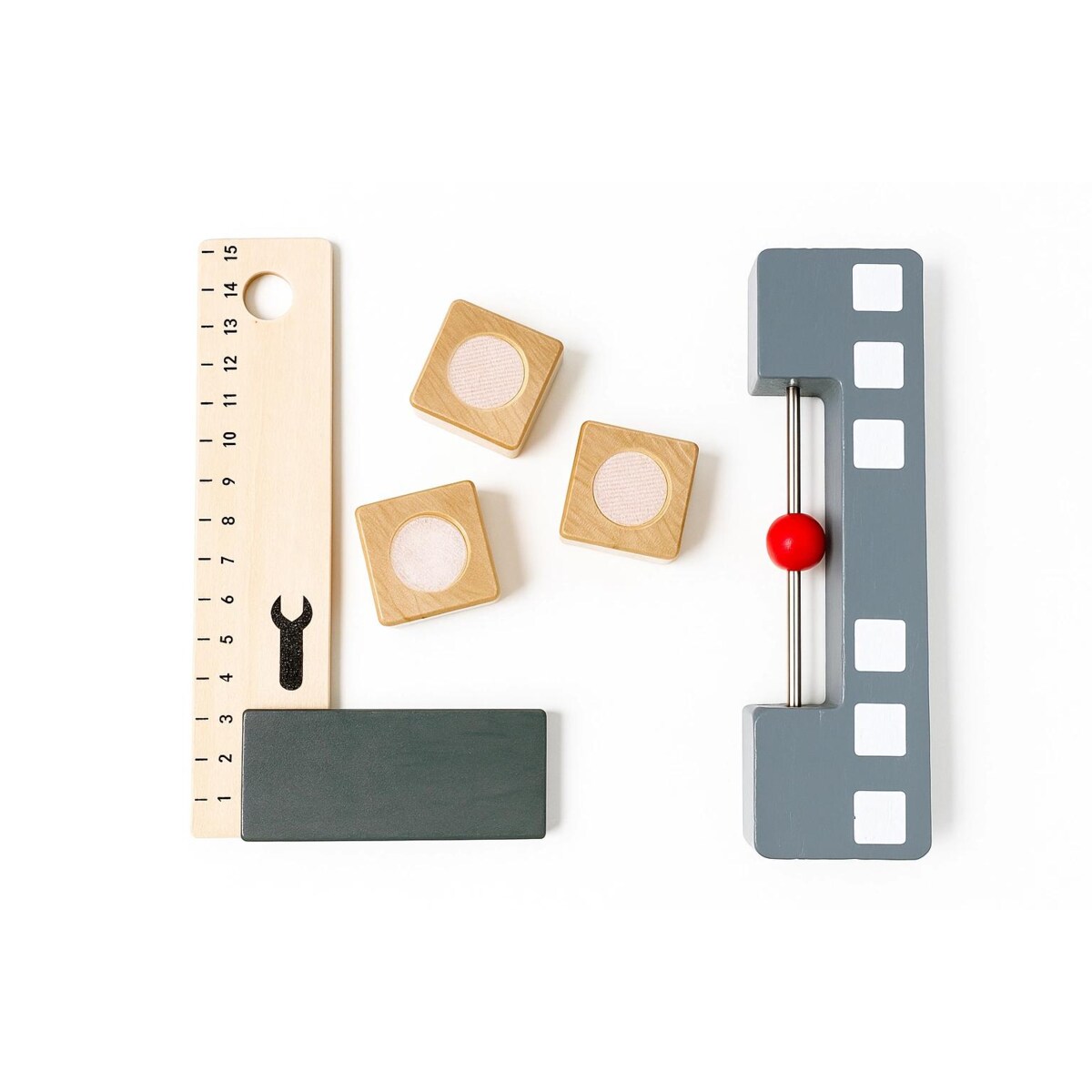 Drewniany warsztat dla dzieci z narzędziami – zestaw majsterkowicza Montessori 3+ z imadłem i akcesoriami