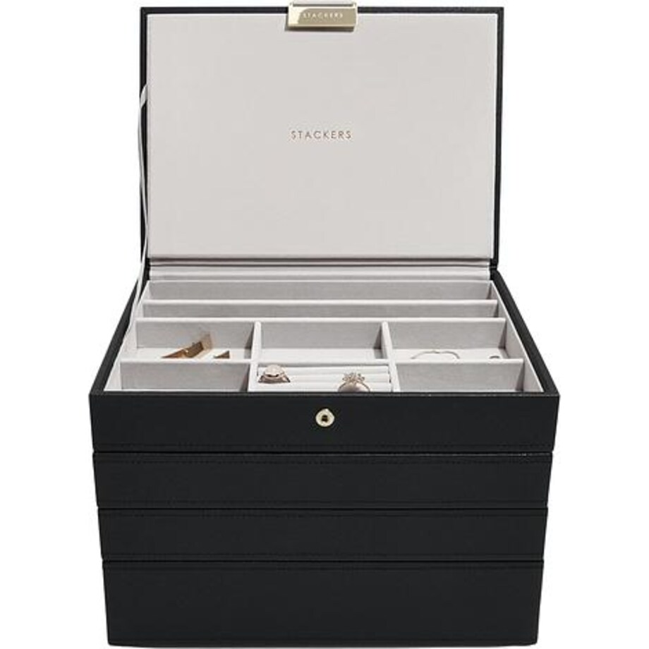 Szkatułka na biżuterię Stackers poczwórna classic czarna