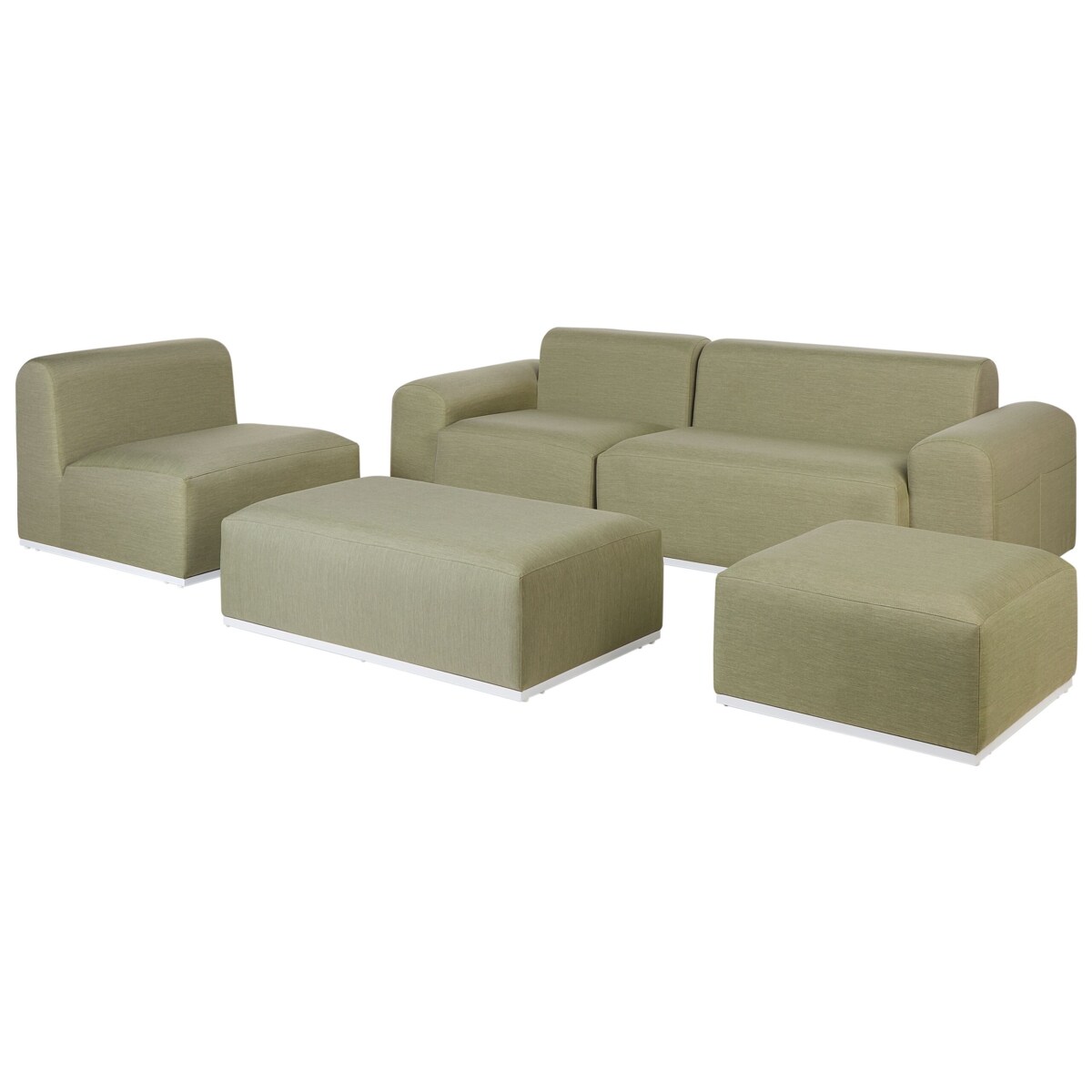 Sofa ogrodowa z otomaną dla 7 osób BATTIFOLLO Modułowy Oliwkowy