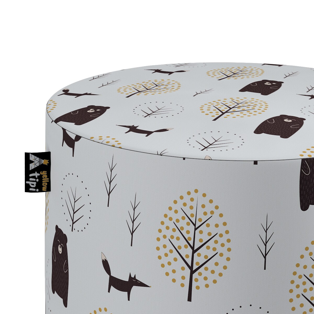 Puf Bobby, ecru-brązowy, ø40, wys. 40 cm, Magic Collection