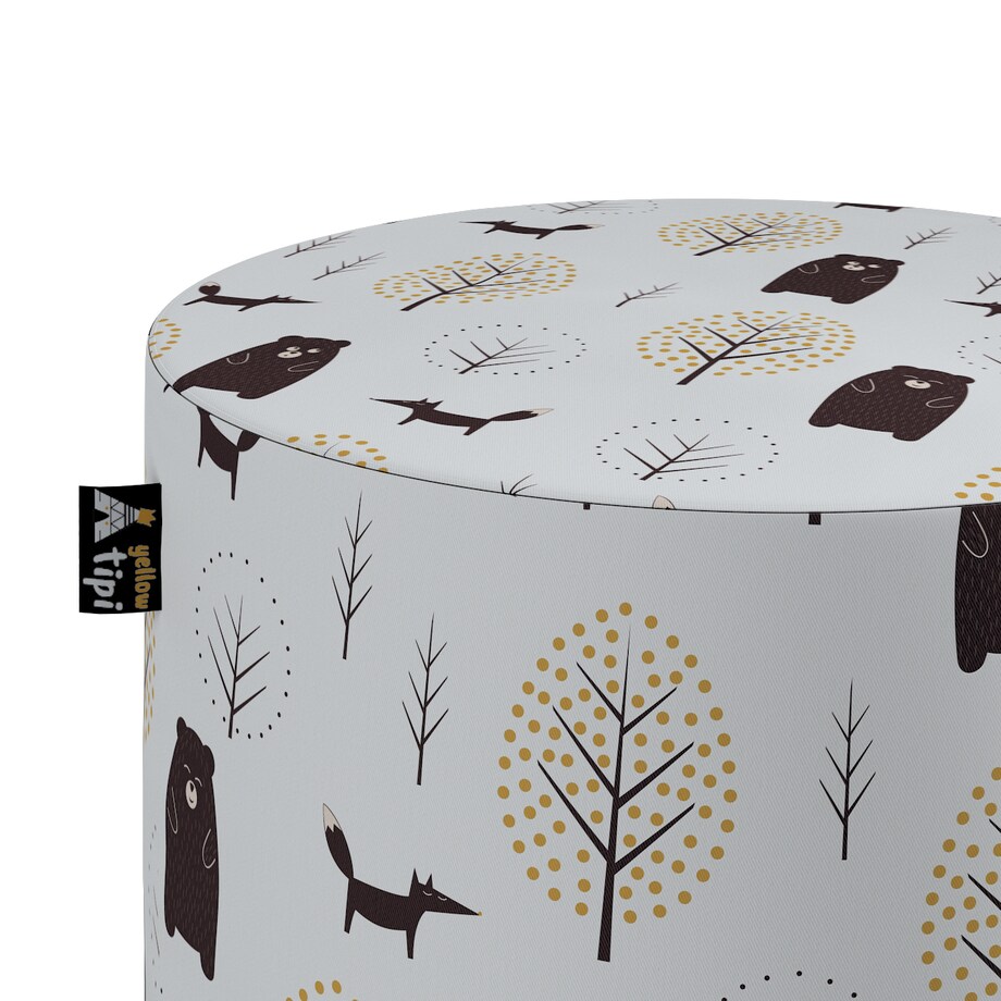 Puf Bobby, ecru-brązowy, ø40, wys. 40 cm, Magic Collection