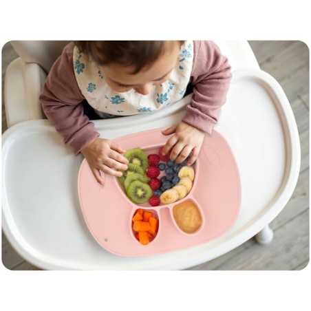 Talerzyk dla dziecka silikonowy do karmienia Królik różowy Ricokids