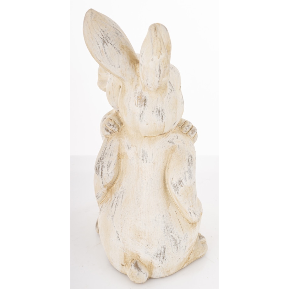 Dekoracja - beżowe cementowe króliki 24x19,5x10 cm ALBIA z synkiem
