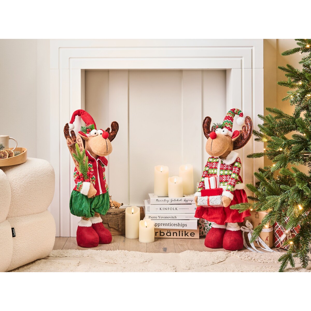 Zestaw 2 dekoracji świątecznych ULDALSANA Renifer 66-95 cm Kolorowy