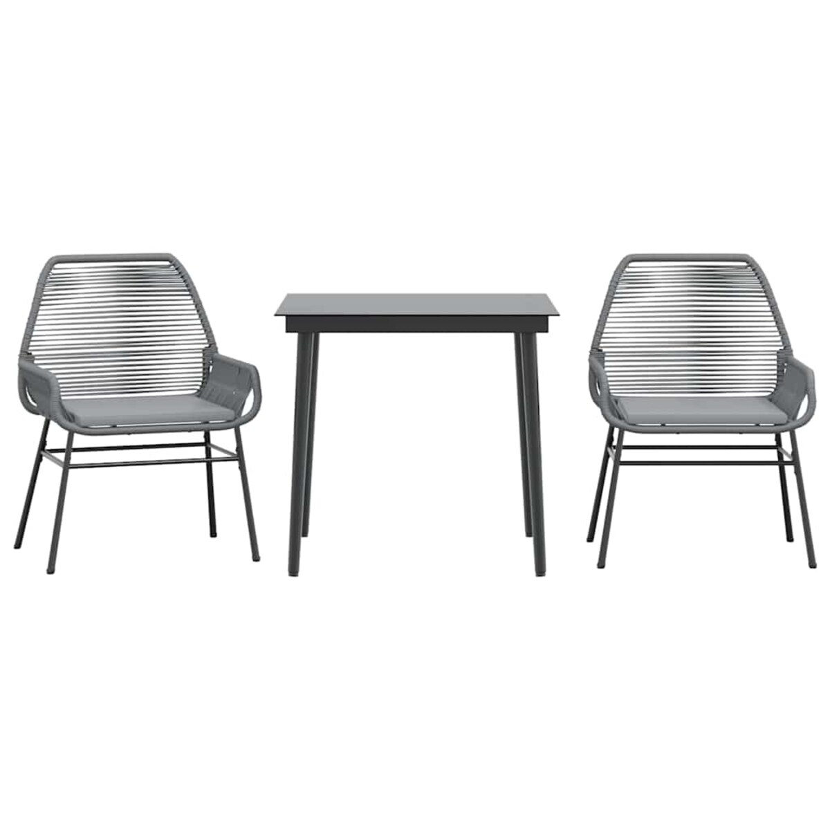 vidaXL 3-częściowy zestaw ogrodowy z poduszkami szary polirattan szkło