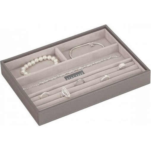 Szkatułka na biżuterię Stackers 4 komorowa classic szaro-beżowa