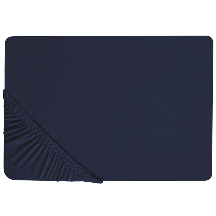 Bawełniane prześcieradło z gumką 160 x 200 cm granatowe HOFUF