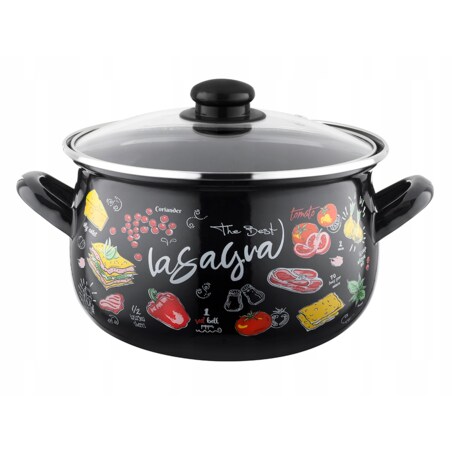 GARNEK EMALIOWANY pleszew 22 cm 5,3 L kuchenny do gotowania zupa czarny