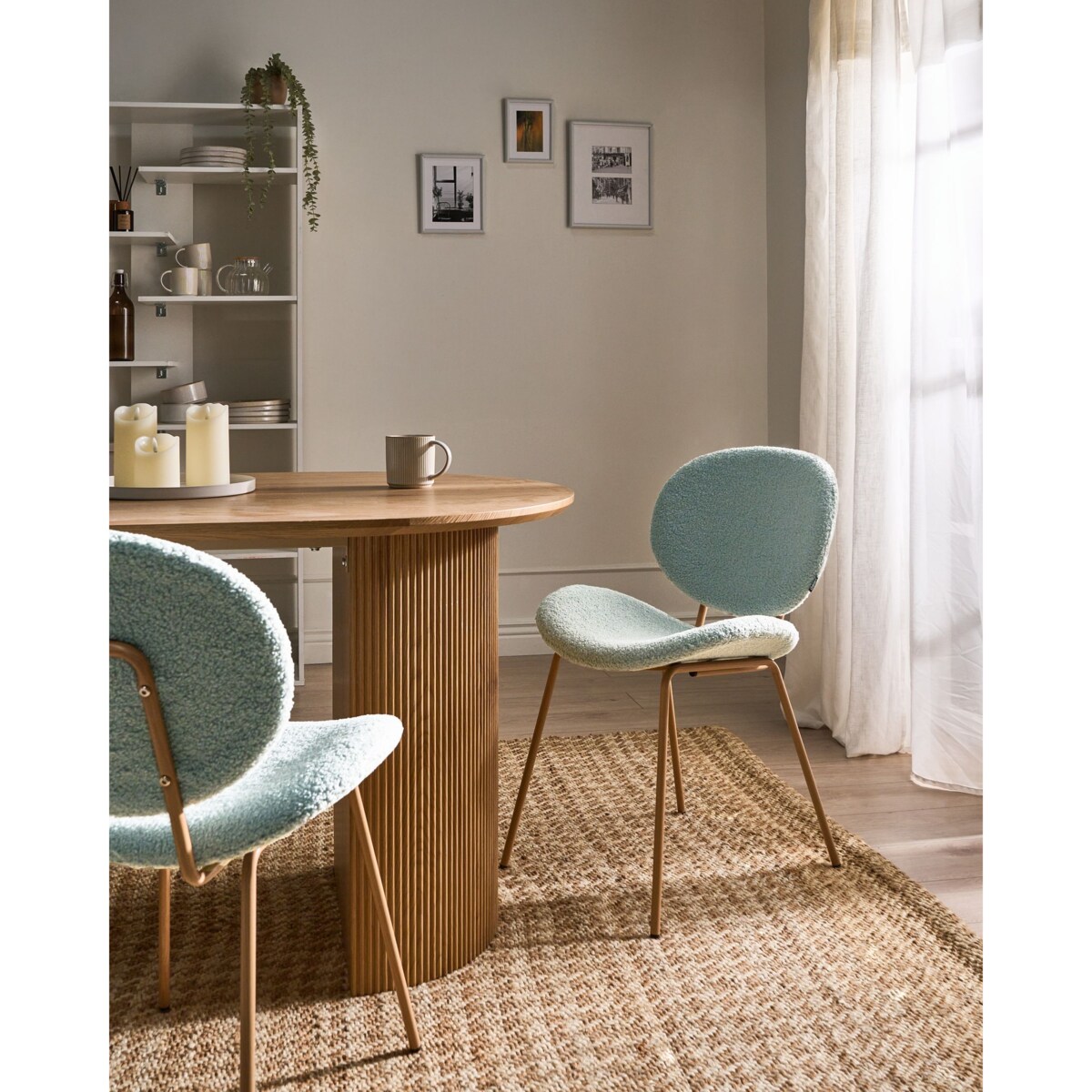 Zestaw 2 krzeseł do jadalni LUANA Boucle Jasnozielony