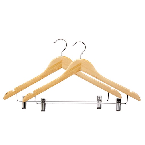 Wieszaki drewniane do szafy z metalowymi klamerkami COMFY PLACES, 2 sztuki