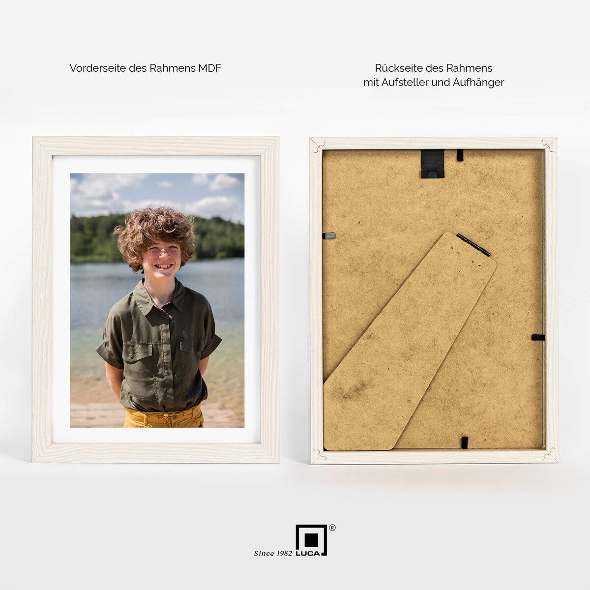 Ramka na zdjęcia 15x20 cm biała z przetarciami wisząca poziom pion rama MDF z plexi klasyczna ramka