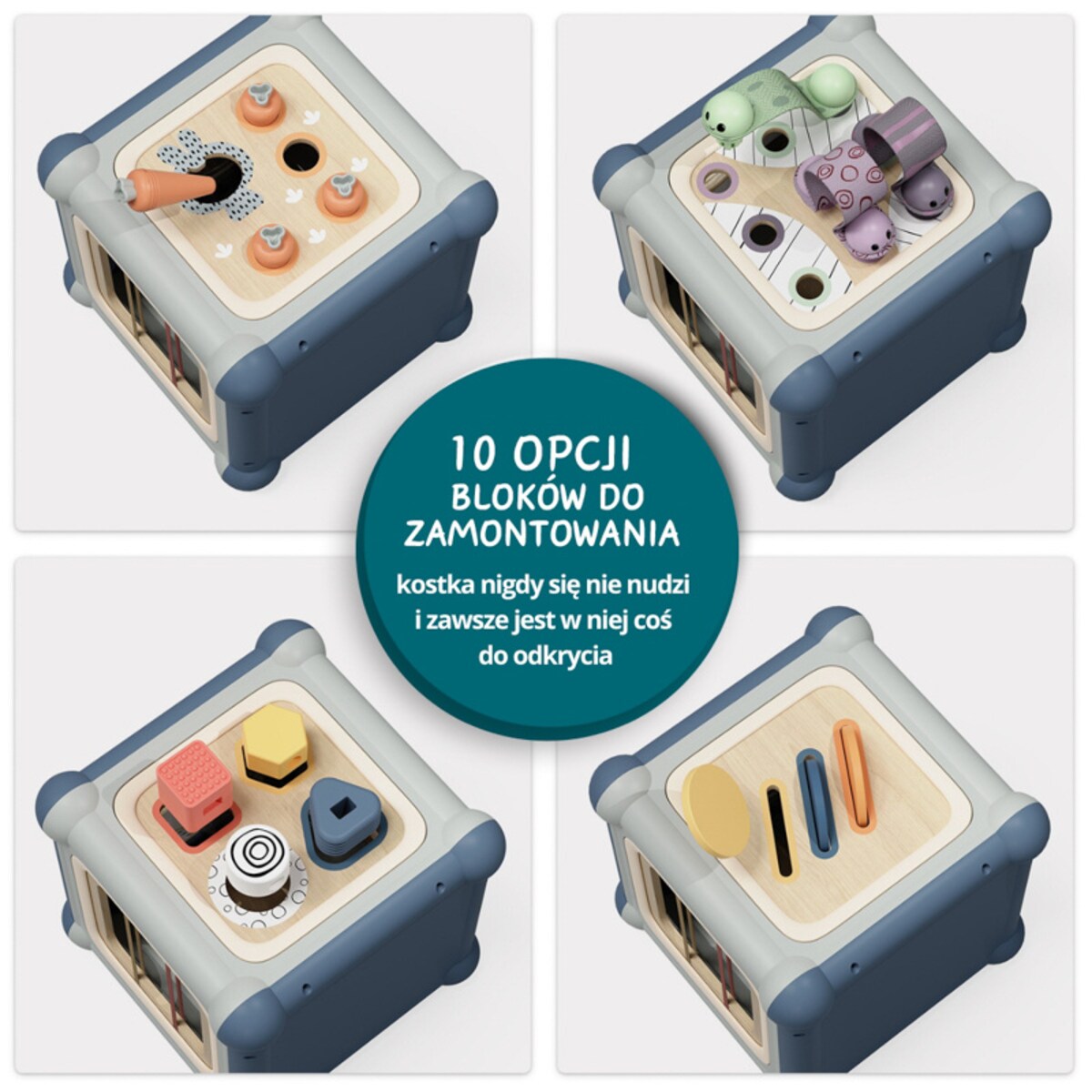N organic Bright 5点SET Mistrz motoryki małej Kostka edukacyjna 10w1 dla niemowląt