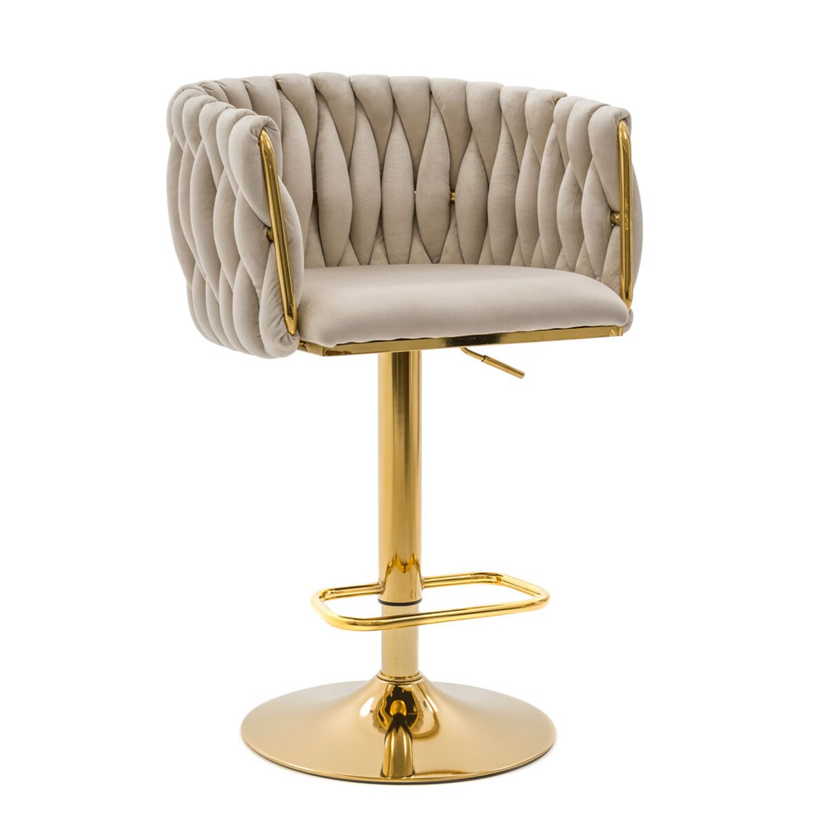 Hoker Krzesło barowe do kuchni stołek barowy ROSA GOLD kaszmirowy welurowy