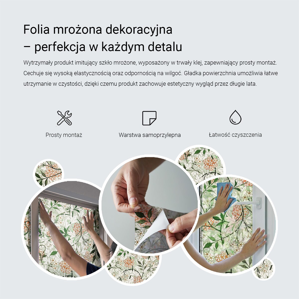 Naklejka na okno chroniąca prywatność - Elegancki wzór mozaiki w chłodnych odcieniach - 50x100 cm