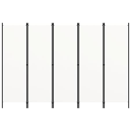 vidaXL Parawan 5-panelowy, biały, 250 x 180 cm