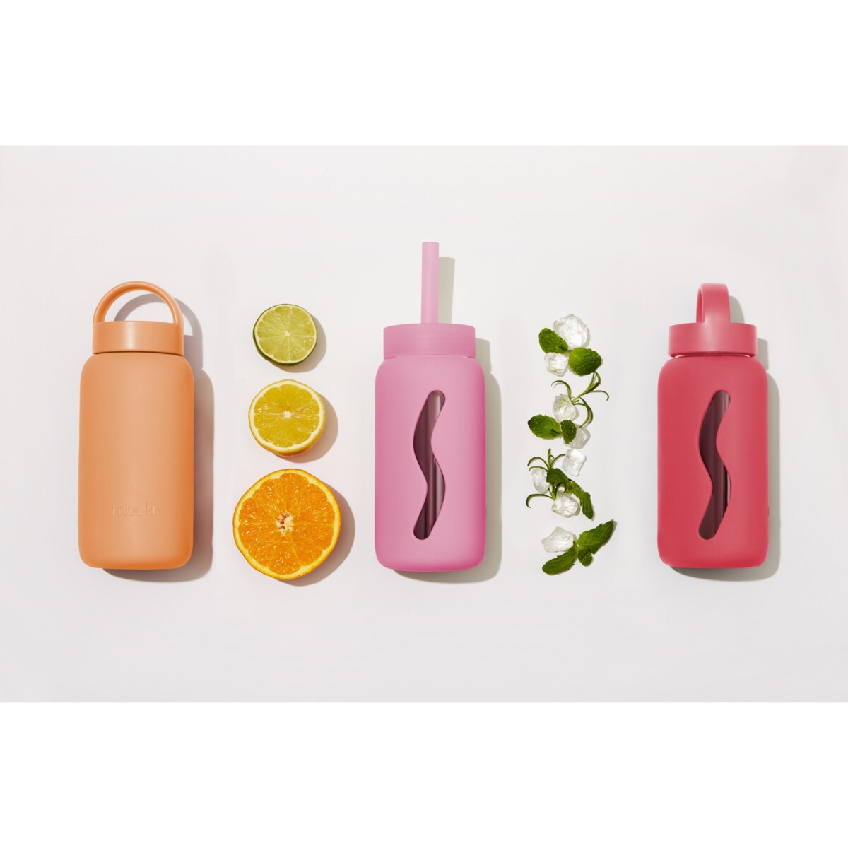 MUUKI DAILY BOTTLE szklana butelka na wodę 720 ml, Tropical Papaya