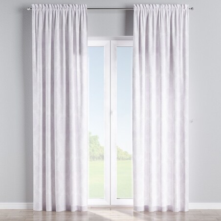 Zasłona na kanale z grzywką 1 szt. 130x260 liście akantu na białym tle