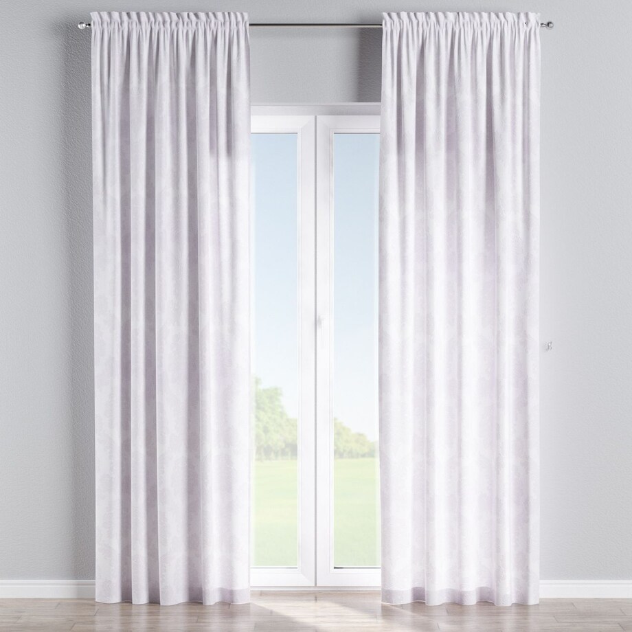 Zasłona na kanale z grzywką 1 szt. 130x260 liście akantu na białym tle