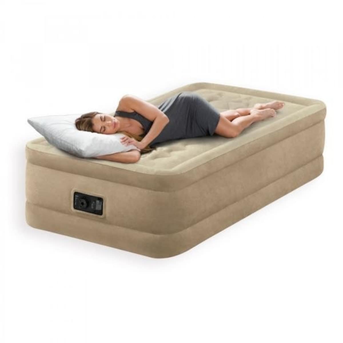 Materac welurowy z pompką 191x99x46 cm INTEX