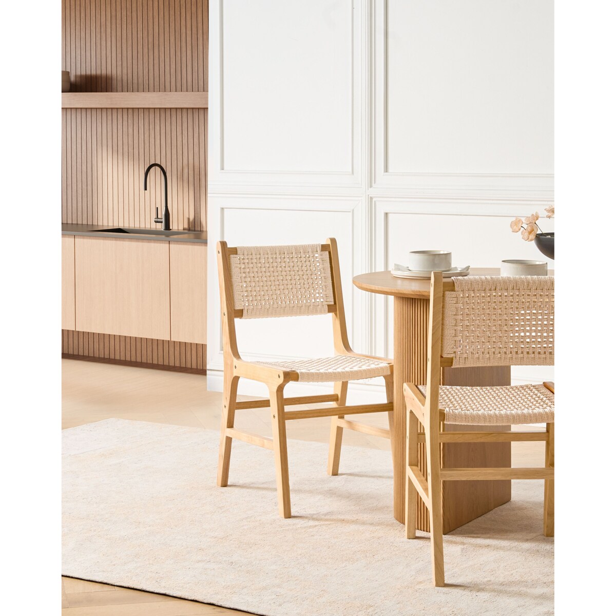 Zestaw 2 krzeseł do jadalni OZELLA Drewno Brązowy/ beżowy