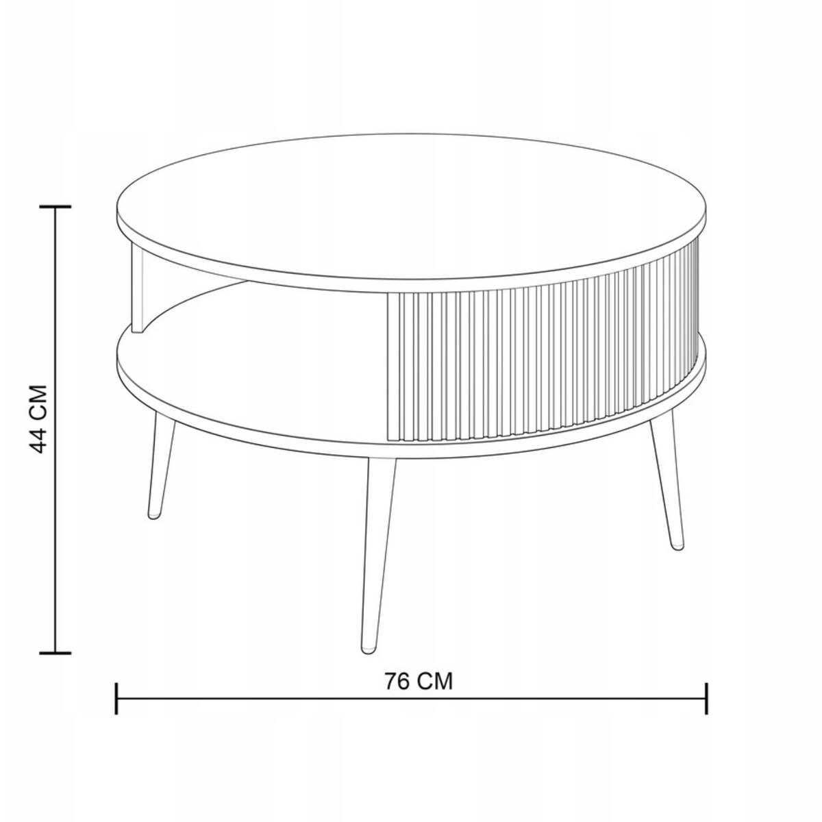 Stolik Kawowy CZARNY Lamele Okrągły VERLO 76 cm Loft Nowoczesny PREMIUM