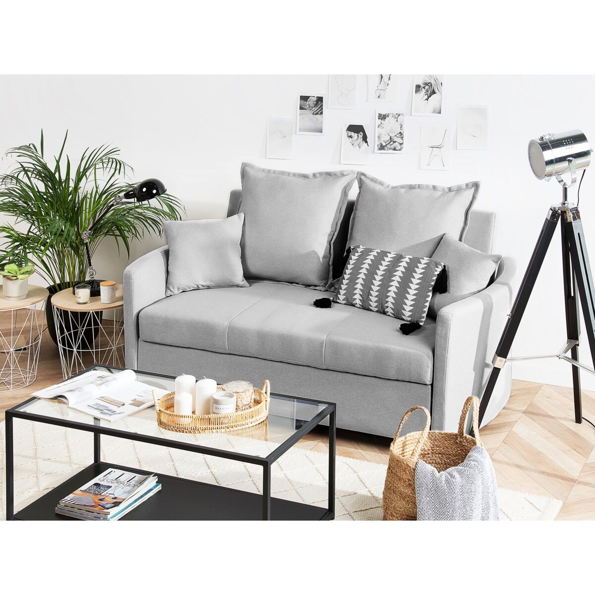 Sofa rozkładana jasnoszara HOVIN