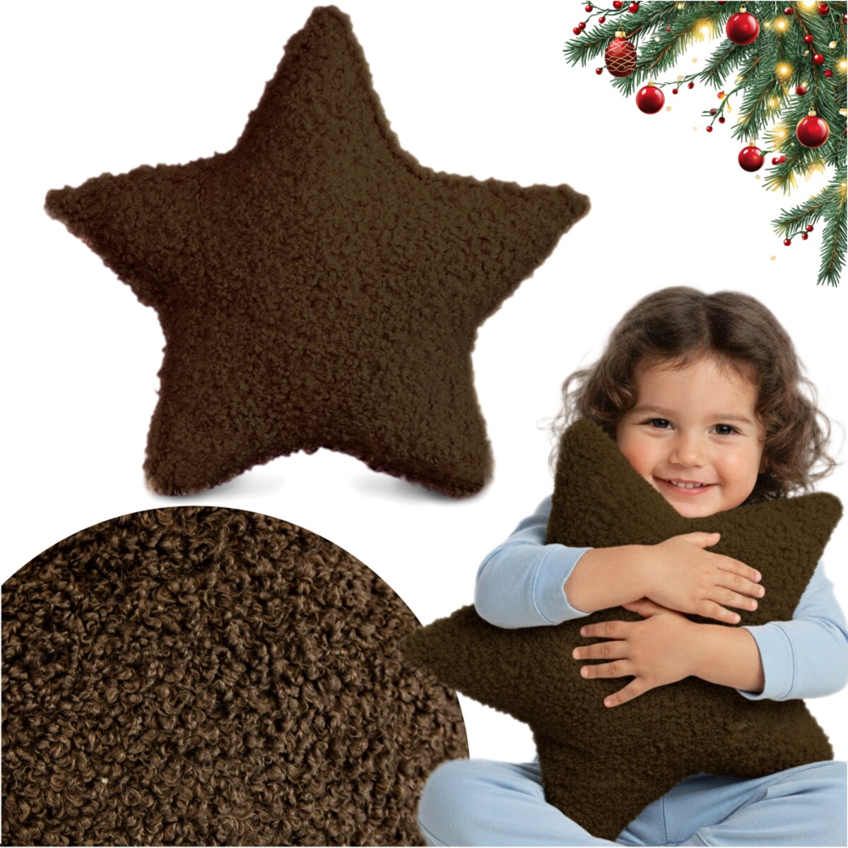 Poduszka Dekoracyjna Świąteczna Gwiazdka 43 Cm Baranek Dekoracja Świąteczna Ozdoba