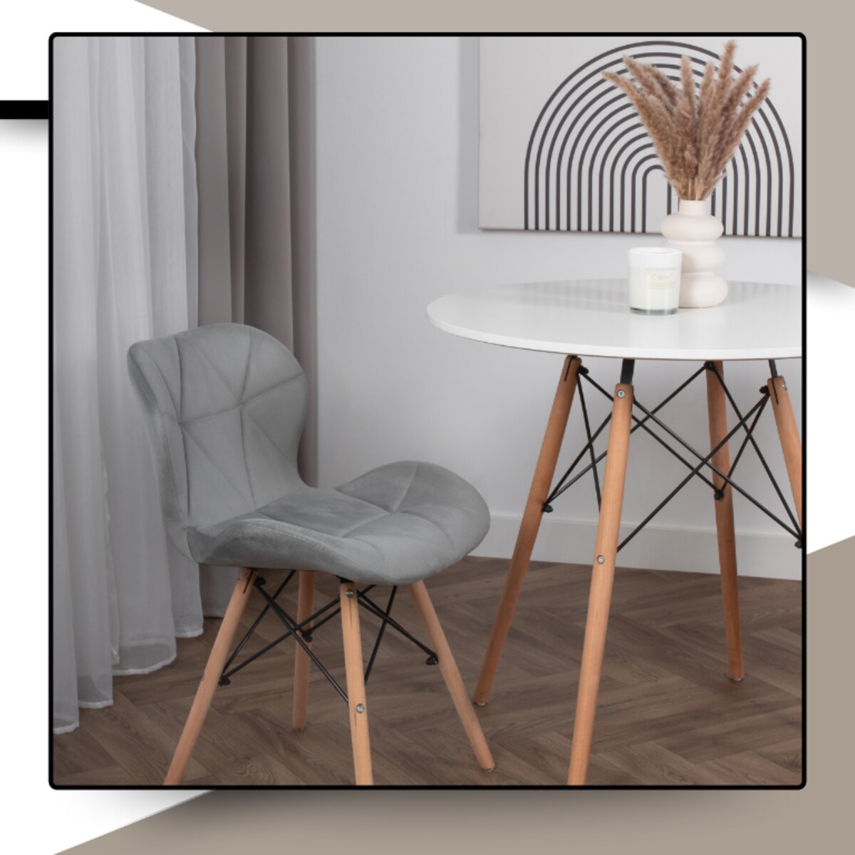 Krzesło Tapicerowane Welurowe Do Jadalni Salonu Pikowane Skandynawskie