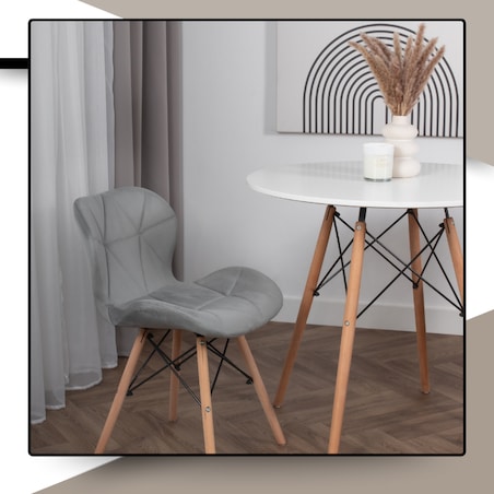 Krzesło Tapicerowane Welurowe Do Jadalni Salonu Pikowane Skandynawskie