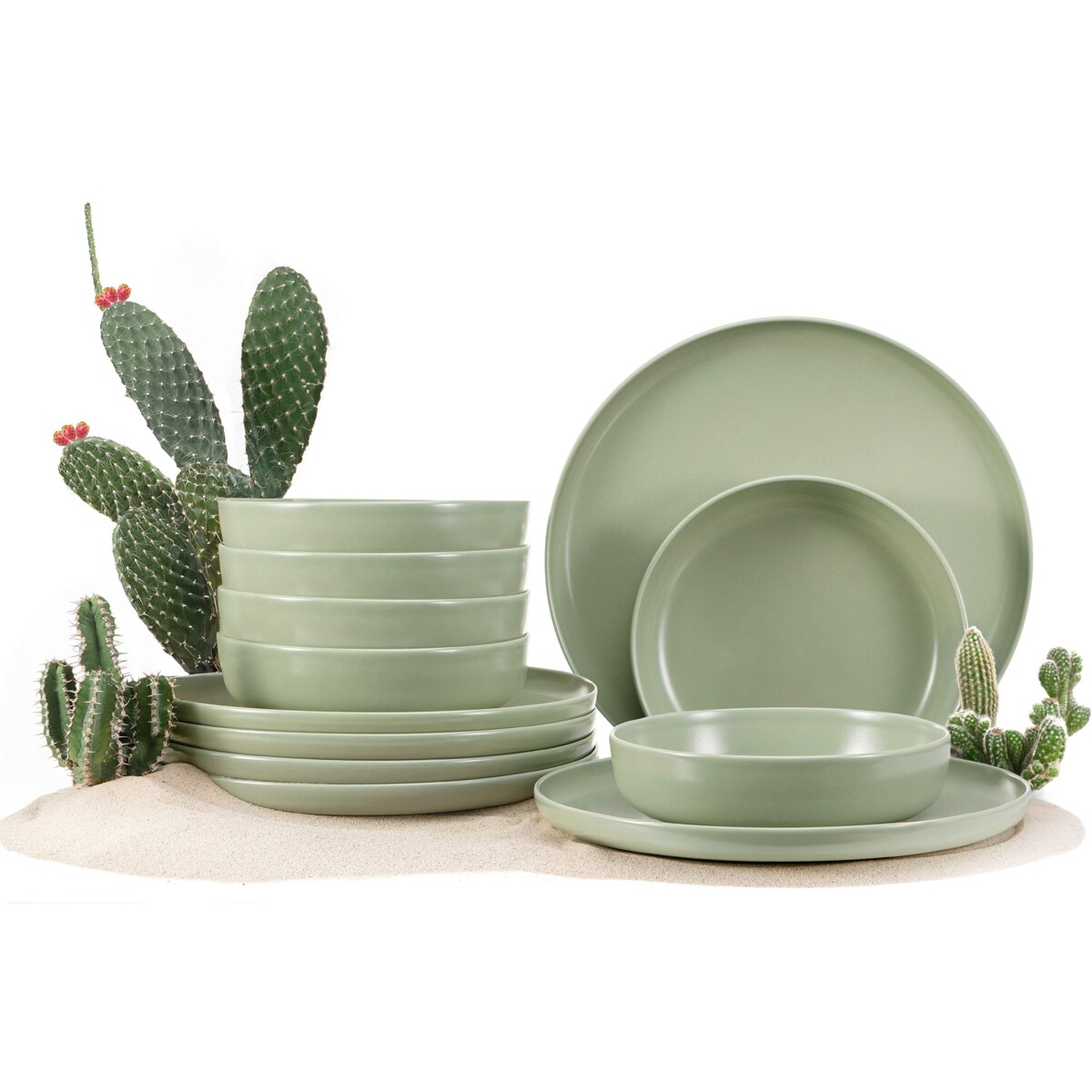 Konsimo VICTO Zestaw obiadowy 6os. (12 el.), pistacjowy