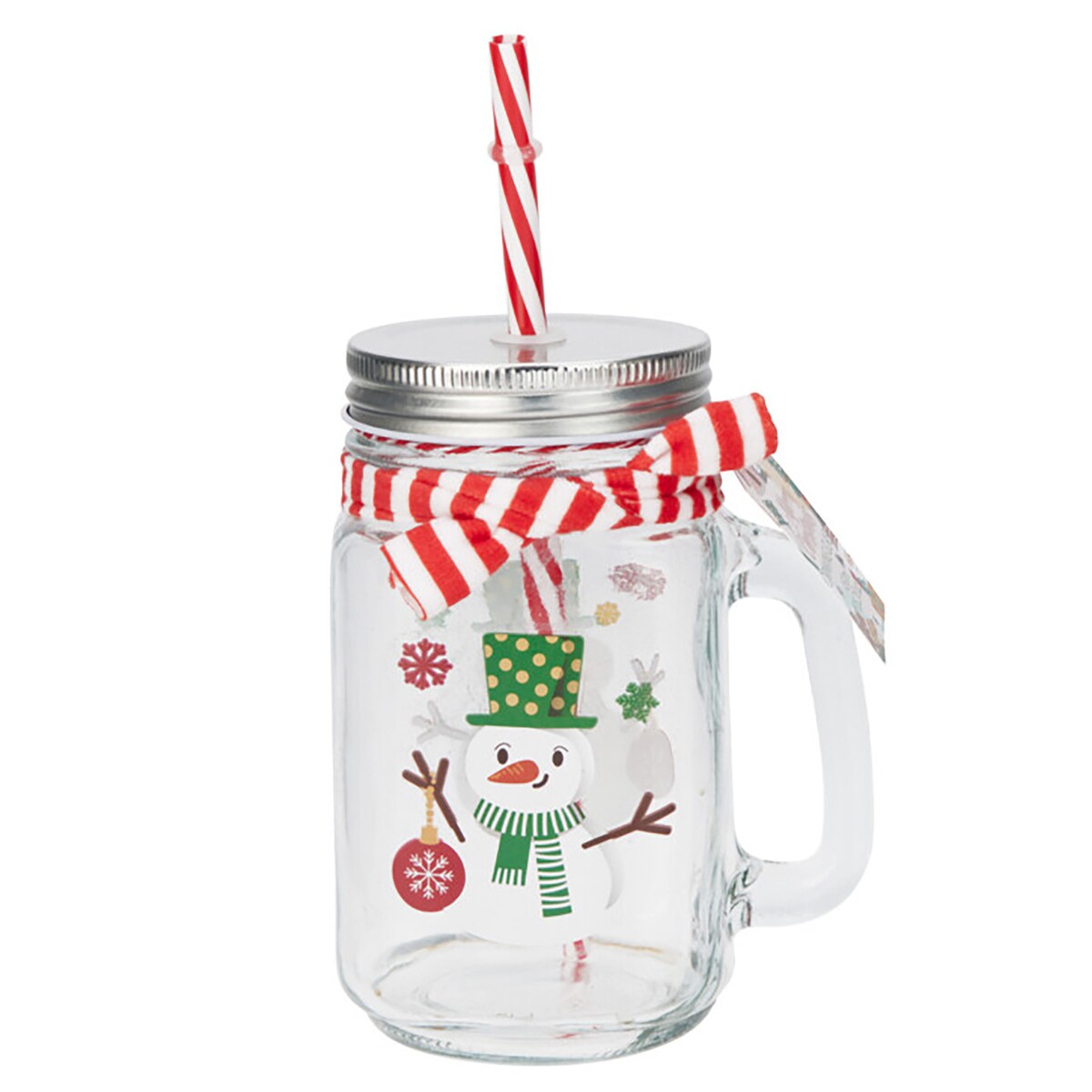 Szklanka Świąteczna Kubek Na Napoje Ze Słomką Dla Dzieci Słoik 450 Ml