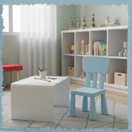 Krzesełko dla dzieci plastikowe z oparciem wygodne do pokoju niebieskie