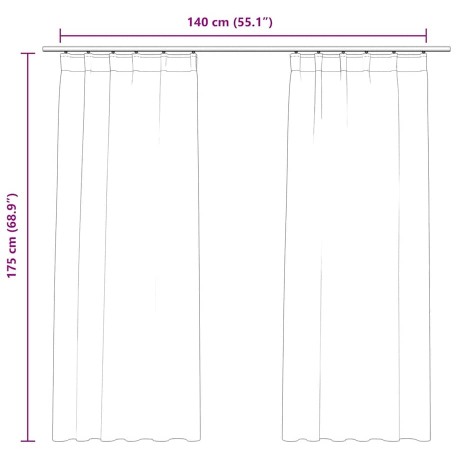 vidaXL Zasłony z haczykami, 2 szt., aksamitne, beżowe, 140x175 cm