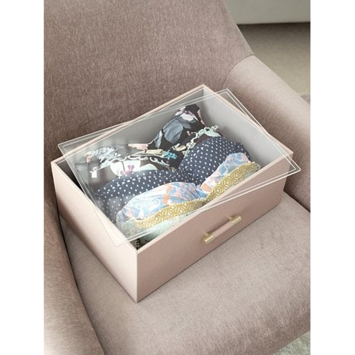 Pudełko do przechowywania Stackers Handled Pebble supersize granatowe z akrylową pokrywką