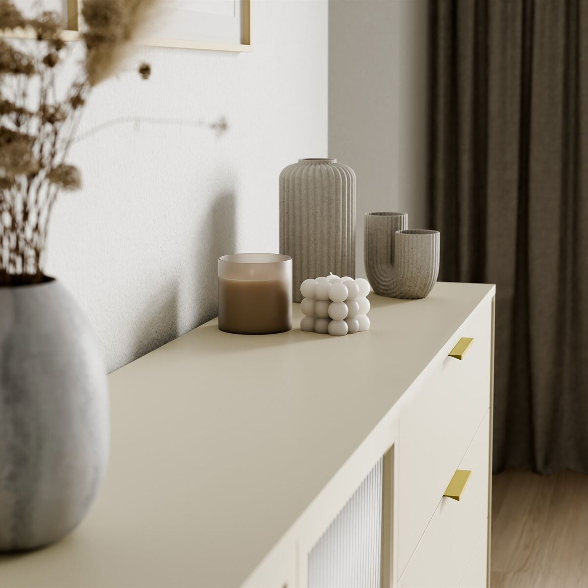 Komoda LINEA 2D3S z szufladami i oświetleniem LED, kaszmir