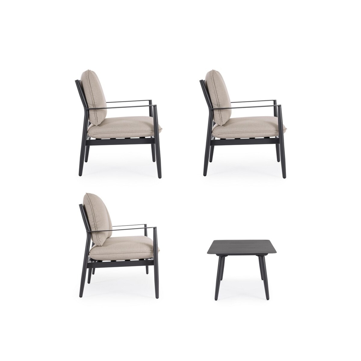 BIZZOTTO zestaw wypoczynkowy ogrodowy NEBULA antracyt / beż