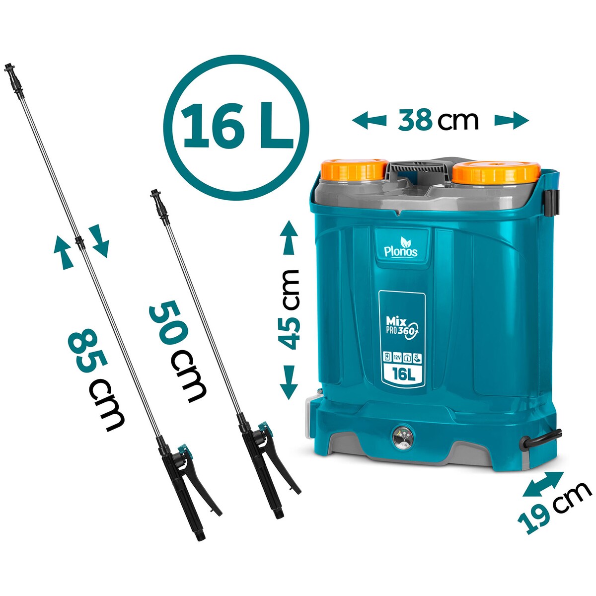 Opryskiwacz akumulatorowy Plonos PL-604 ciśnieniowy plecakowy 85 cm lanca 16L