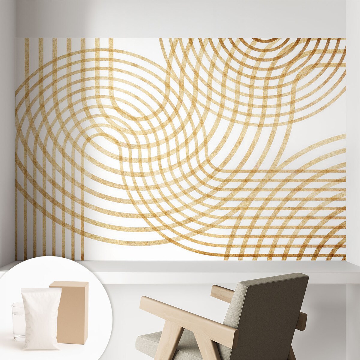 Fototapeta flizelinowa 104x70 cm - Geometryczne sploty, tapeta ścienna biała