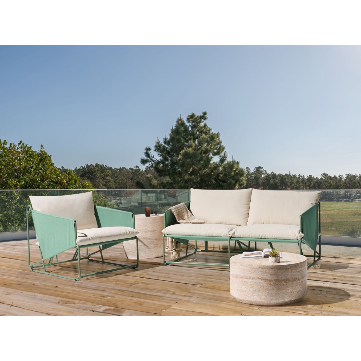 Zestaw ogrodowy dla 3 osób PONTE Metal Zielony