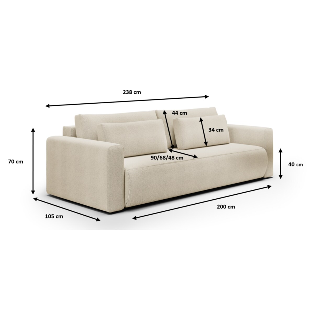 Kanapa WELLY z funkcją spania tkanina hydrofobowa Curio 09