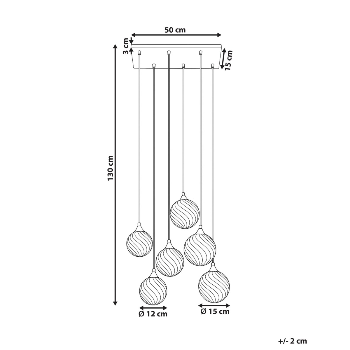 Lampa wisząca 6-punktowa TUDDI Szkło Kolorowy