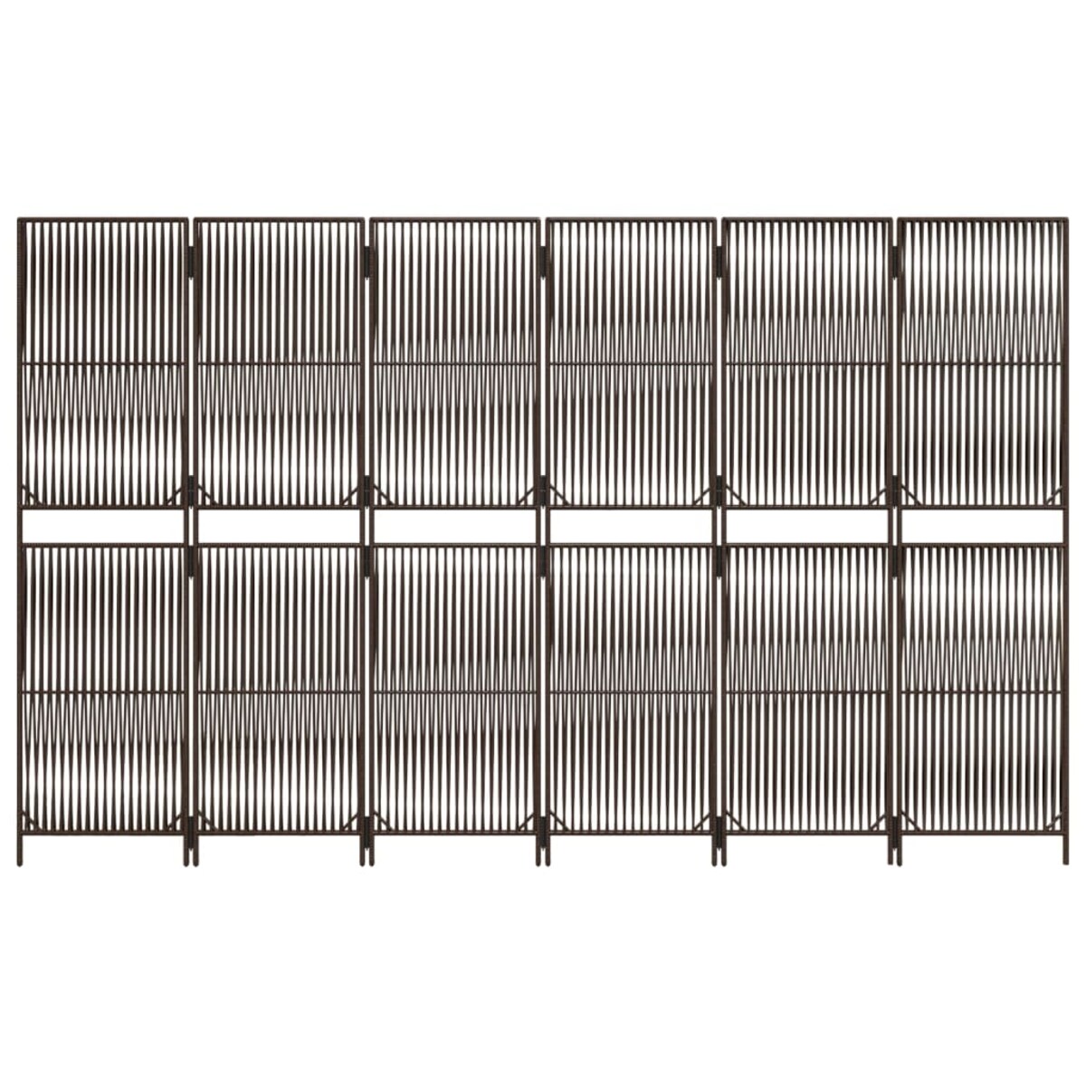 vidaXL Parawan 6-panelowy, brązowy, polirattan